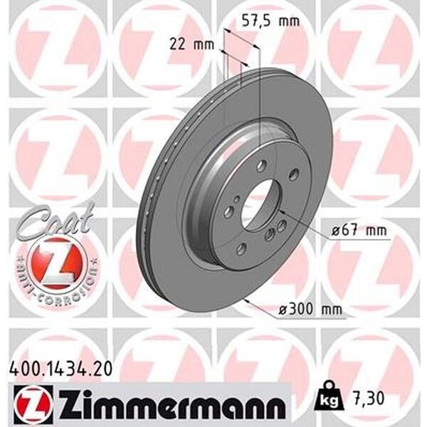 Zimmermann Brake Disc - Standard/Coated, 400.1434.20 400.1434.20 - main